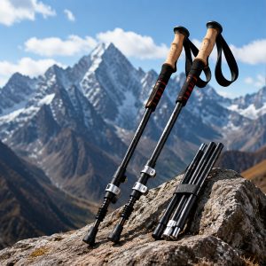 高海拔徒步登山杖 7075航空铝合金超轻折叠手杖 外锁避震三节伸缩拐杖